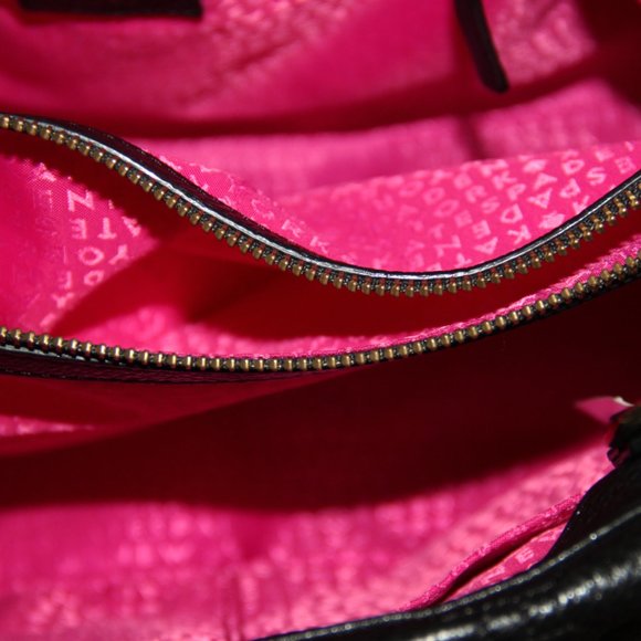 KATE SPADE Large Quilted Black Leather Satchel Gold Turn Lock Chain Handles Bag - Picture 9 of 11